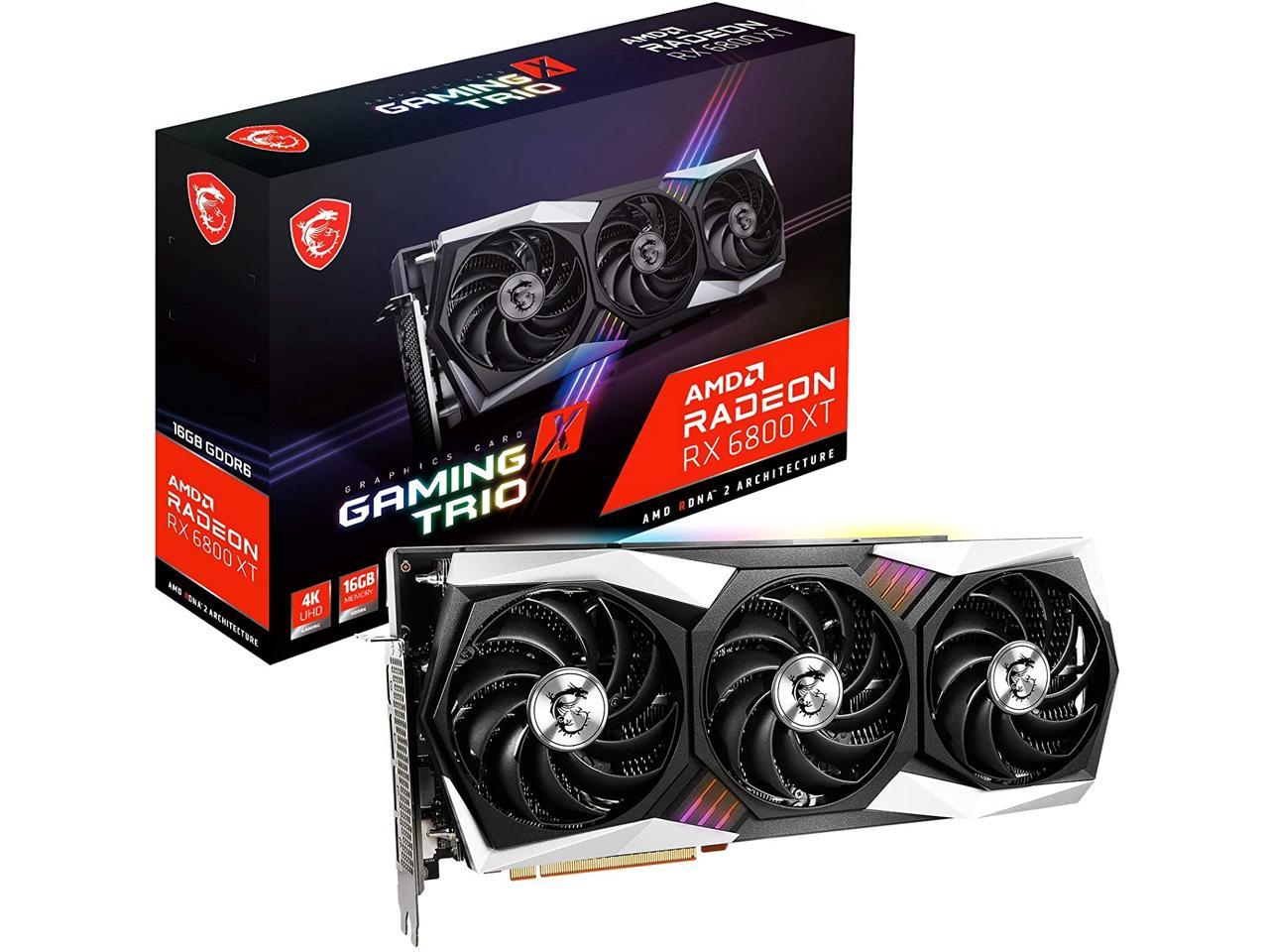 MSI Gaming Radeon RX 6800 XT 16GB GDRR6 256-Bit HDMI/DP 2285 MHz RDNA 2 Architecture OC Graphics Card (RX 6800 XT Gaming X Trio 16G)