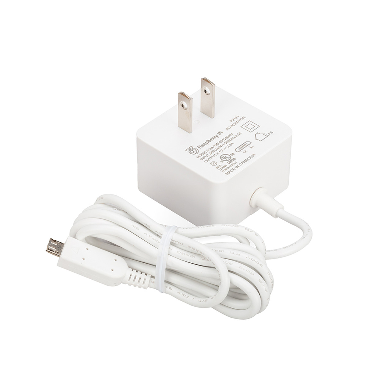 Raspberry Pi 12.5W Power Supply, US, White