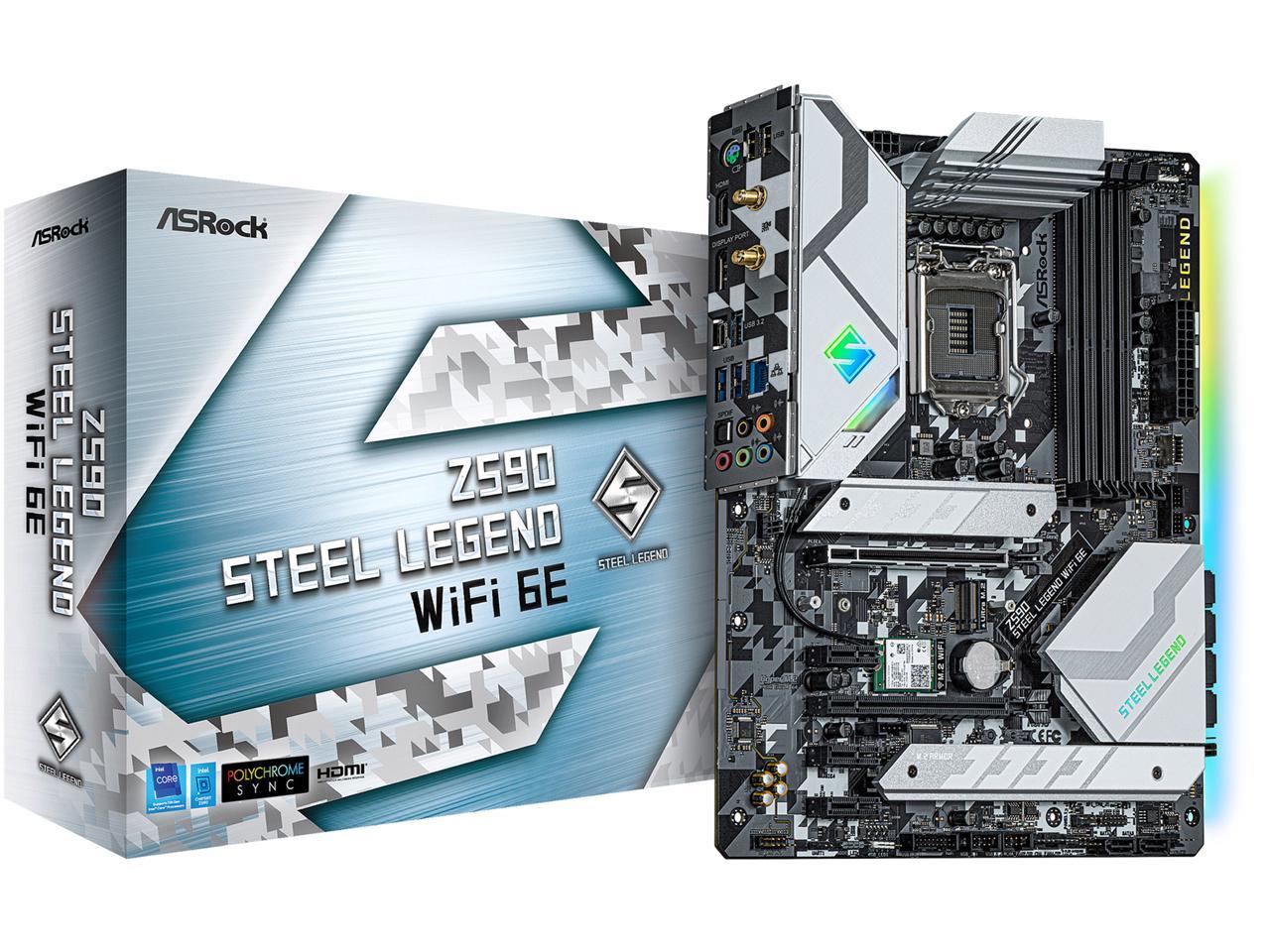 ASRock Z590 Steel Legend WiFi 6E LGA 1200 Intel Z590 SATA 6Gb/s ATX Intel Motherboard