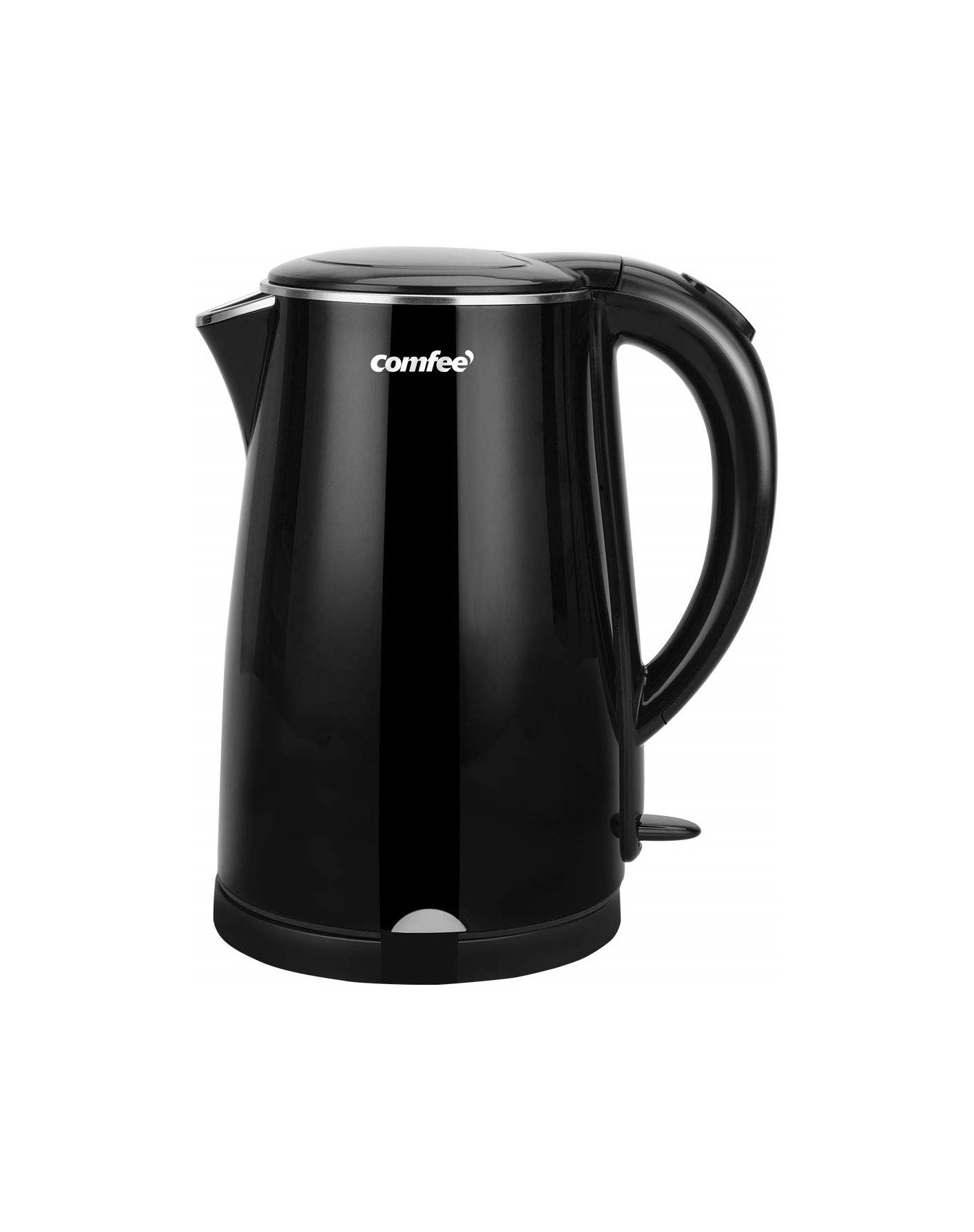 COMFEE' 1.7L Double Wall & Low Noise Electric Kettle with 100% Stainless Steel Inner Pot and Lid. Cool Touch & BPA Free. 1500W Fast Boil. Cordless with Auto Shut-Off & Boil Dry Protection. Black